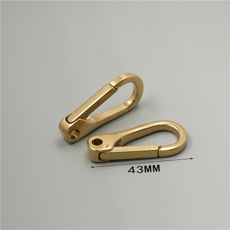 1 ks 43 mm čistá mosadzná spona na závesy, delená kľúčenka, háčik, retiazka, slučka, kľúčenka, popruh, peňaženka, taška, kožené remienky na opasok