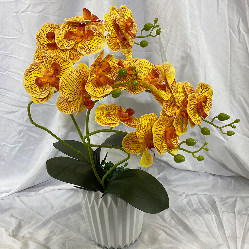 2 vetvičky motýľej orchidey s listom umelý kvet skutočný dotyk umelý kvet svadobná dekorácia rekvizity domáci stôl interiérové dekorácie