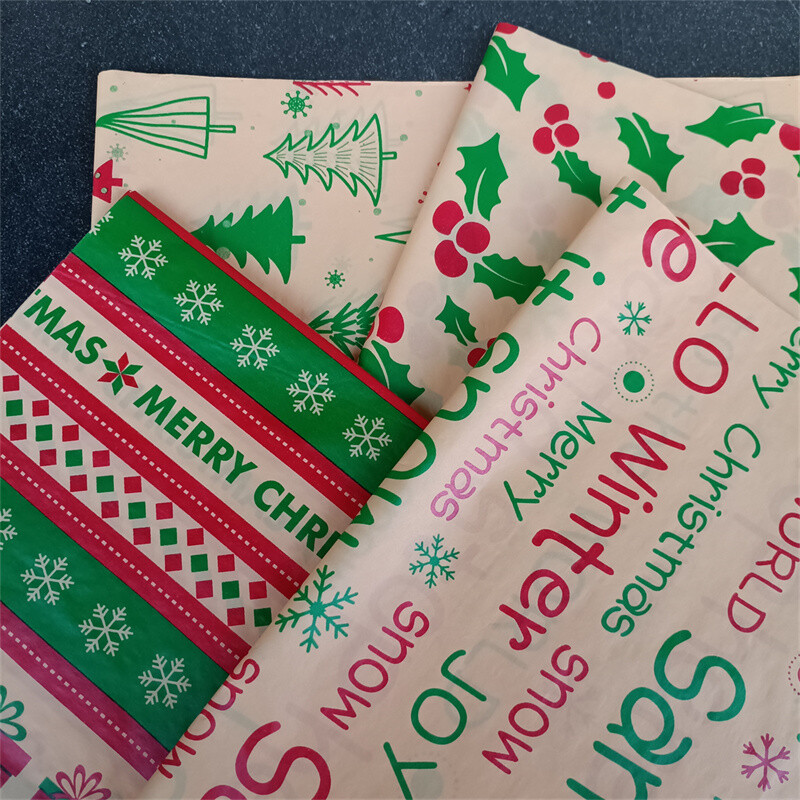 50X35CM Kraft Tissue Papir s višebojnim tiskom, 20 komada za umatanje darova, pribor za rođendanske božićne zabave