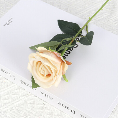 Dirbtinė raudono šilko rožių puokštė, netikra gėlė vestuvėms, namų stalo puošmena, Kalėdos, dovana Valentino dienai, 51 cm