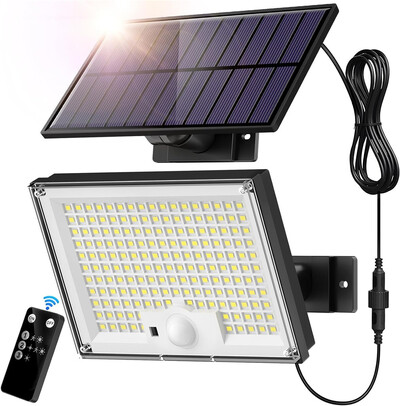 172 LED saules gaismas āra ūdensnecaurlaidīgs ar kustības sensoru prožektora tālvadības pults 3 režīmi iekšpagalma garāžas pagalmā