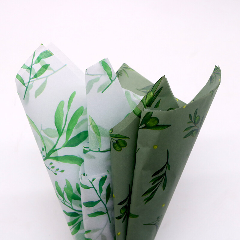 50X35CM Vreckovkový papier so vzorom zelených listov, 20 listov, ideálny na balenie darčekov, DIY remeslá, svadobné dekorácie a ďalšie!