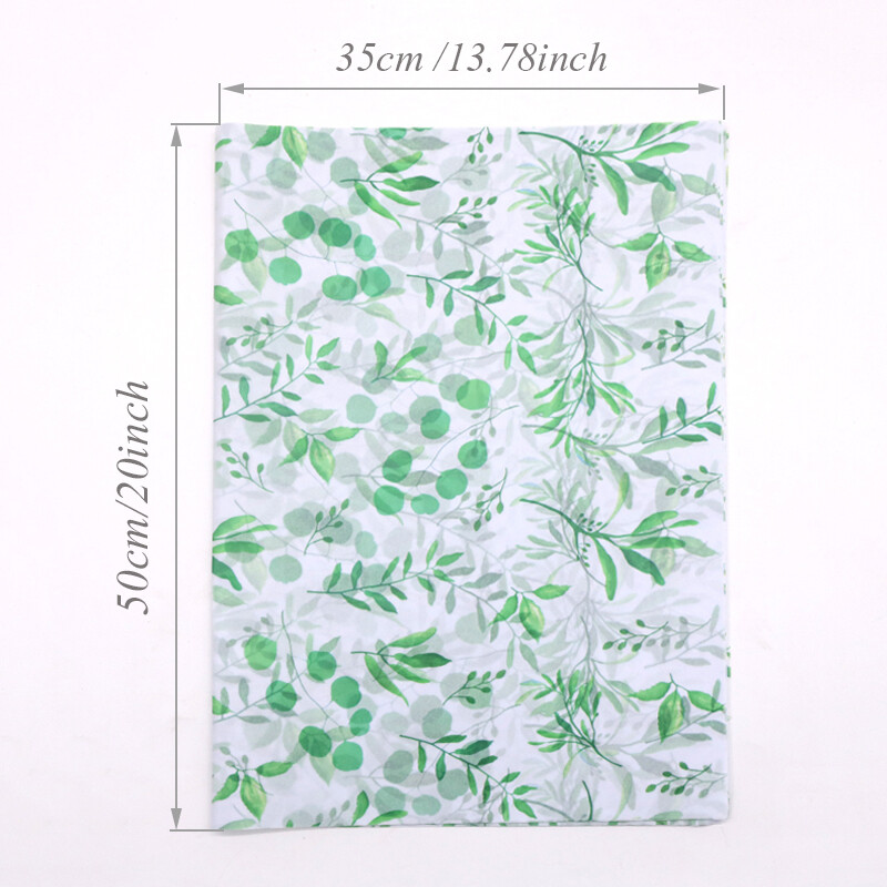 50X35CM Vreckovkový papier so vzorom zelených listov, 20 listov, ideálny na balenie darčekov, DIY remeslá, svadobné dekorácie a ďalšie!