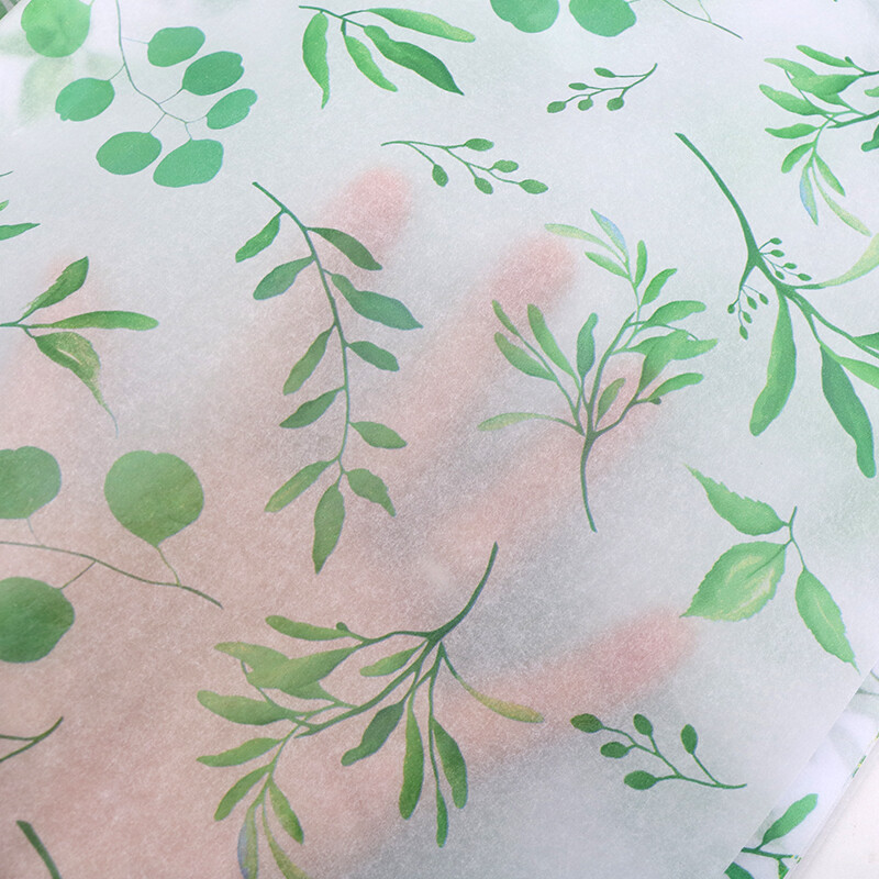 50X35CM Vreckovkový papier so vzorom zelených listov, 20 listov, ideálny na balenie darčekov, DIY remeslá, svadobné dekorácie a ďalšie!