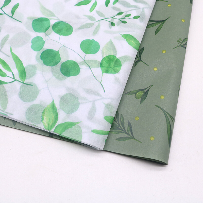 50X35CM Vreckovkový papier so vzorom zelených listov, 20 listov, ideálny na balenie darčekov, DIY remeslá, svadobné dekorácie a ďalšie!