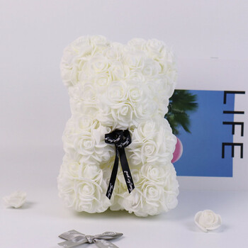 20cm Immortal Rose Bear Δώρο για την Ημέρα του Αγίου Βαλεντίνου Flower PE Foam Rose Bear Happy Girl Birthday Party Decor Decor Wedding Supplies