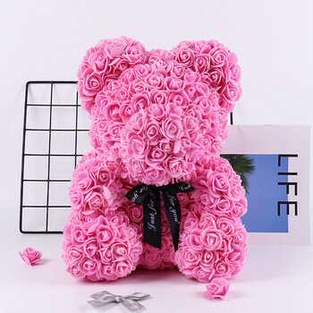 20cm Immortal Rose Bear Δώρο για την Ημέρα του Αγίου Βαλεντίνου Flower PE Foam Rose Bear Happy Girl Birthday Party Decor Decor Wedding Supplies