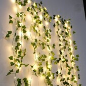 2M Πράσινα φύλλα String Lights Artificial Ivy Vine Fairy Light Διακόσμηση γάμου Χριστουγεννιάτικη διακόσμηση σπιτιού Στεφάνι φυτό τοίχου