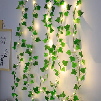 2M Πράσινα φύλλα String Lights Artificial Ivy Vine Fairy Light Διακόσμηση γάμου Χριστουγεννιάτικη διακόσμηση σπιτιού Στεφάνι φυτό τοίχου