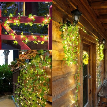 2M Πράσινα φύλλα String Lights Artificial Ivy Vine Fairy Light Διακόσμηση γάμου Χριστουγεννιάτικη διακόσμηση σπιτιού Στεφάνι φυτό τοίχου