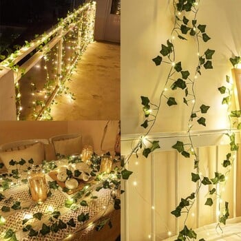 2M Πράσινα φύλλα String Lights Artificial Ivy Vine Fairy Light Διακόσμηση γάμου Χριστουγεννιάτικη διακόσμηση σπιτιού Στεφάνι φυτό τοίχου