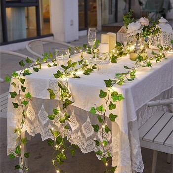 2M Πράσινα φύλλα String Lights Artificial Ivy Vine Fairy Light Διακόσμηση γάμου Χριστουγεννιάτικη διακόσμηση σπιτιού Στεφάνι φυτό τοίχου