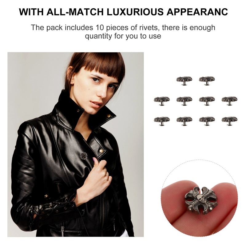 10 kompleta Remen Dekoracija Metalni ukrasi Križ Ghost Zakovice Legura Punk Šiljci DIY dodaci Okrugle glave za čavle Wacth