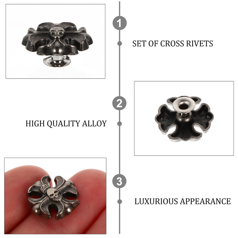 10 kompleta Remen Dekoracija Metalni ukrasi Križ Ghost Zakovice Legura Punk Šiljci DIY dodaci Okrugle glave za čavle Wacth