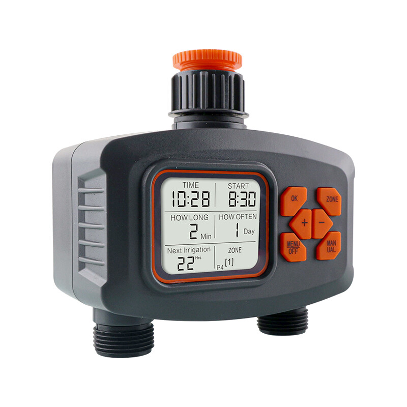 RainSeer 2-cestný zavlažovací časovač s LCD displejom, vodotesný, IP65, zavlažovanie domácnosti a záhrady, časovač zrážok, automatický riadiaci systém