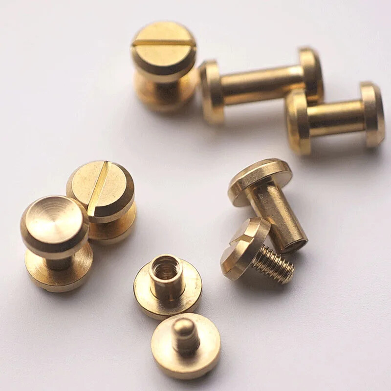 10db tömör sárgaréz, homorú felületű, kerek mellbimbófejű gombos csapcsavarok 10 mm-es táskacsavarok szögszegecs barkácsoláshoz, bőr kézművességhez