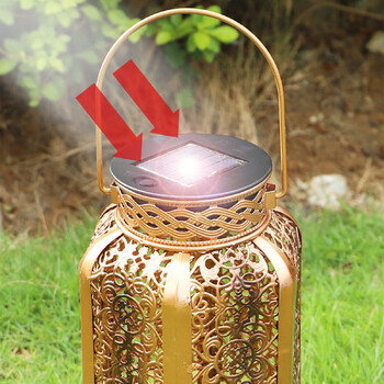 Led Solar Light Solar Hanging Lantern Retro Solar Iron Art Lantern Διακοσμητικό Vintage Pathway Φωτιστικό εξωτερικού χώρου μεταλλικό κοίλο φως