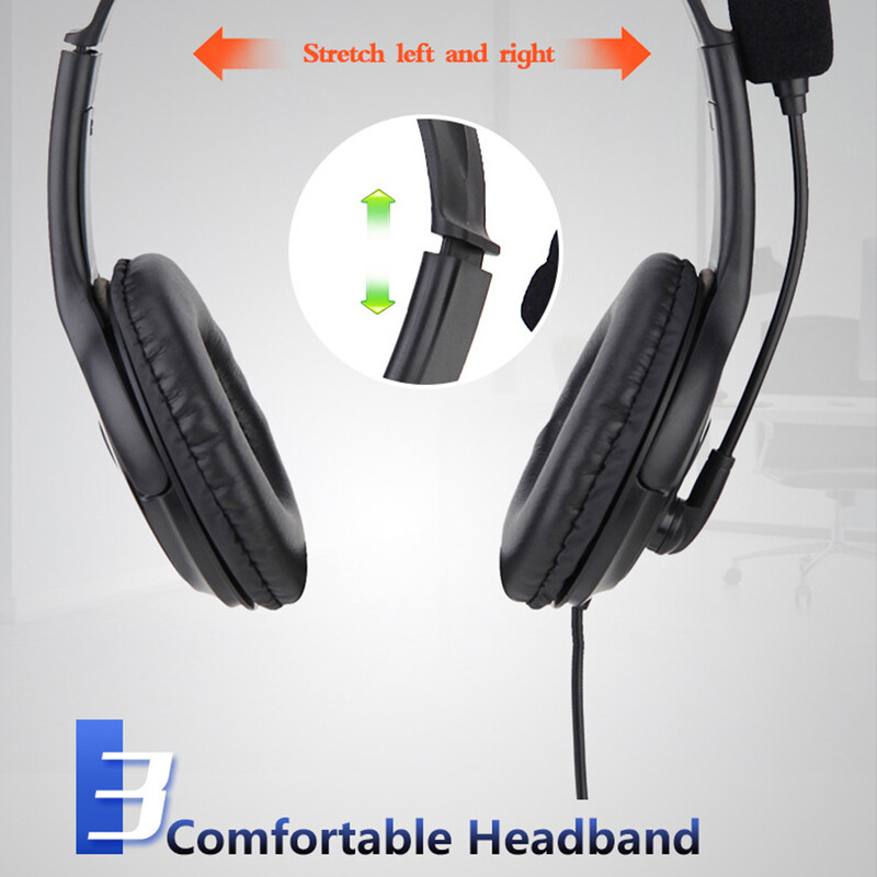 USB геймърски слушалки Регулируеми кабелни компютърни слушалки с микрофон Музикални геймърски слушалки за лаптоп компютър Skype офис
