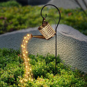 Dutá kovaná železná hviezdicová sprchová lampa, solárna krhlová kanvica, rozprávkové svetlo, záhradná dekorácia, sprcha a svetlo, dekorácie na trávnik a nádvorie