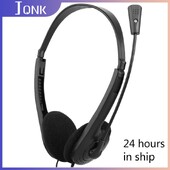 3,5 mm vadu stereoaustiņas trokšņus slāpējošas austiņas ar mikrofonu, regulējamu galvas stīpu personālajam klēpjdatoram Klientu apkalpošanas mikrofons