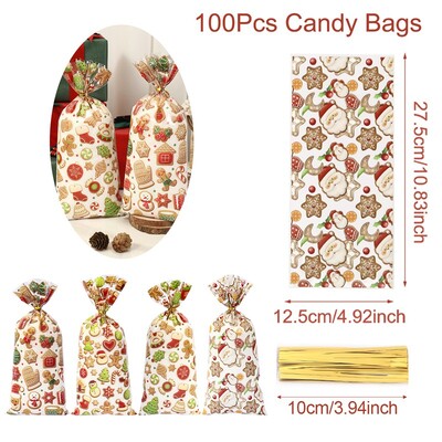 Rajzfilm Mikulás Hóember Mézeskalács karácsonyi cukorka táska műanyag ajándéktáska otthonra 2024 karácsonyi Navidad Noel ajándékok újévi csomagoló táska