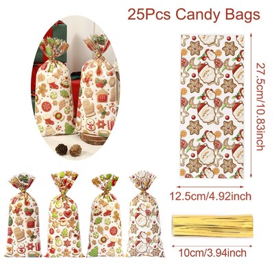 Rajzfilm Mikulás Hóember Mézeskalács karácsonyi cukorka táska műanyag ajándéktáska otthonra 2024 karácsonyi Navidad Noel ajándékok újévi csomagoló táska