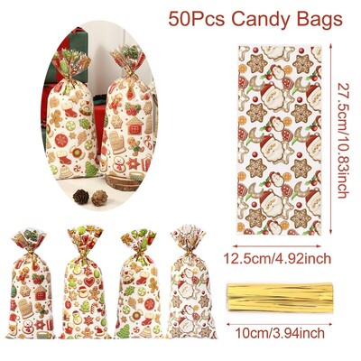 Rajzfilm Mikulás Hóember Mézeskalács karácsonyi cukorka táska műanyag ajándéktáska otthonra 2024 karácsonyi Navidad Noel ajándékok újévi csomagoló táska