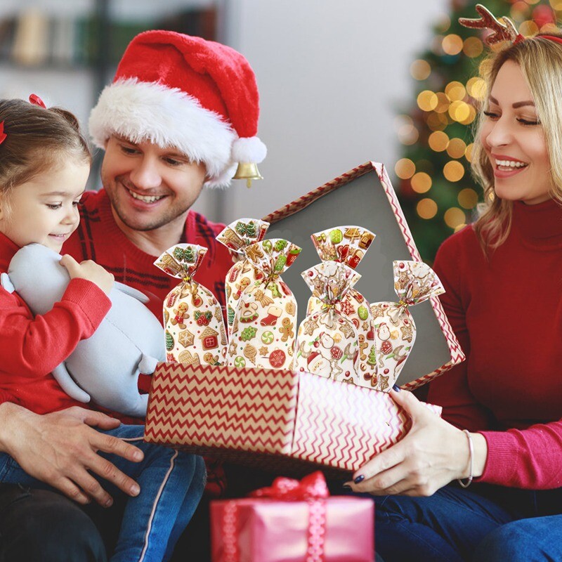 Rajzfilm Mikulás Hóember Mézeskalács karácsonyi cukorka táska műanyag ajándéktáska otthonra 2024 karácsonyi Navidad Noel ajándékok újévi csomagoló táska