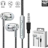 Uued juhtmega kõrvaklapid, 3,5 mm kõrvaklapid HiFi bassi stereokõrvaklapid mikrofoni punutisega ​Juhtmega peakomplekt Android-sülearvutile