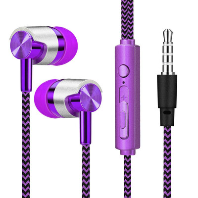 Uued juhtmega kõrvaklapid, 3,5 mm kõrvaklapid HiFi bassi stereokõrvaklapid mikrofoni punutisega ​Juhtmega peakomplekt Android-sülearvutile