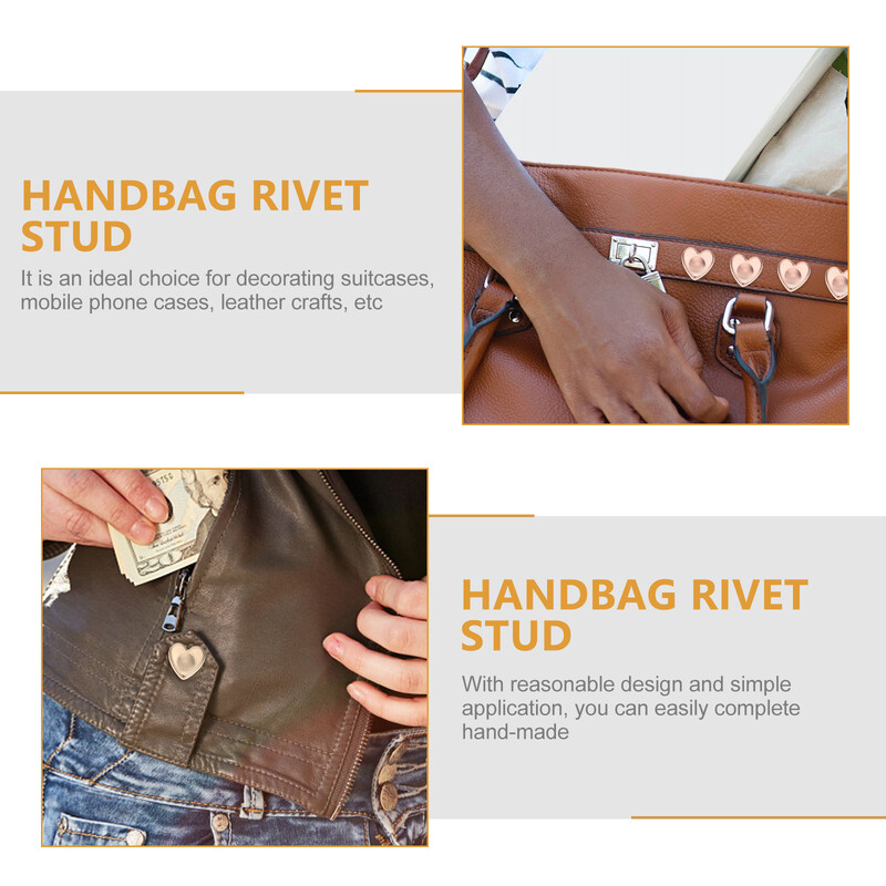 20 бр. Багажни крака Декорации на калъф за мобилен телефон Занаятчийски шпилки Бутон във формата на сърце Нит Цинкова сплав Направи си сам Комплект винтове