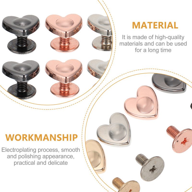 20 бр. Багажни крака Декорации на калъф за мобилен телефон Занаятчийски шпилки Бутон във формата на сърце Нит Цинкова сплав Направи си сам Комплект винтове