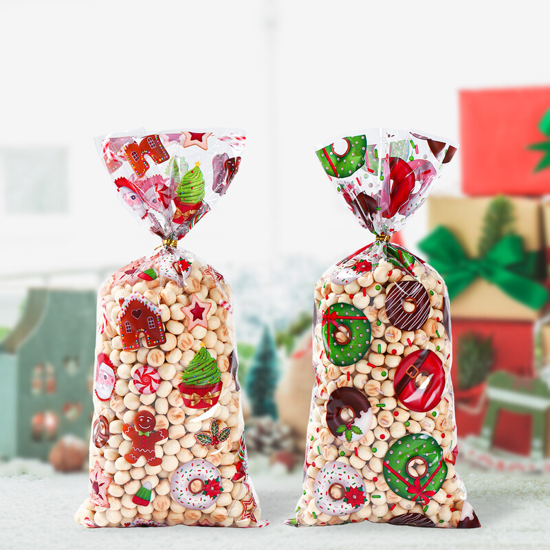 25/50/100 buc. Saci de bomboane de Crăciun cu frânghie Pachet de biscuiți Decoratiuni de Crăciun 2024 pentru acasă Rechizite pentru petreceri de Crăciun Saci de cadou