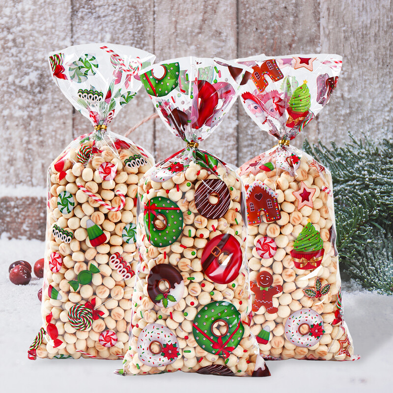 25/50/100 buc. Saci de bomboane de Crăciun cu frânghie Pachet de biscuiți Decoratiuni de Crăciun 2024 pentru acasă Rechizite pentru petreceri de Crăciun Saci de cadou