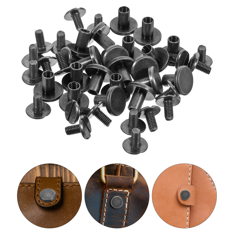 20 buc Șuruburi pentru cont de mână Kit de nituri pentru fabricare Păr scurt Nituri rotunde Spițe din aliaj de zinc pentru accesorii pentru genți de îmbrăcăminte