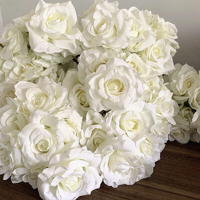 Buchet de trandafiri 7capete Flori artificiale Trandafir alb Dimensiune mare Trandafir Living Decor flori uscate Nunta