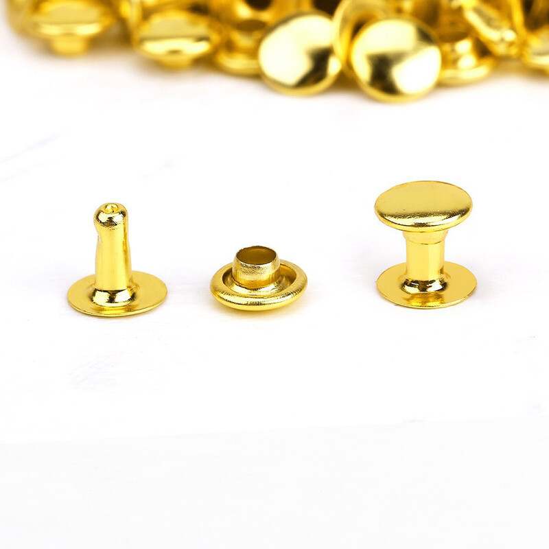 100 db 6 mm-es fém szegecsek ruhadarabokhoz.