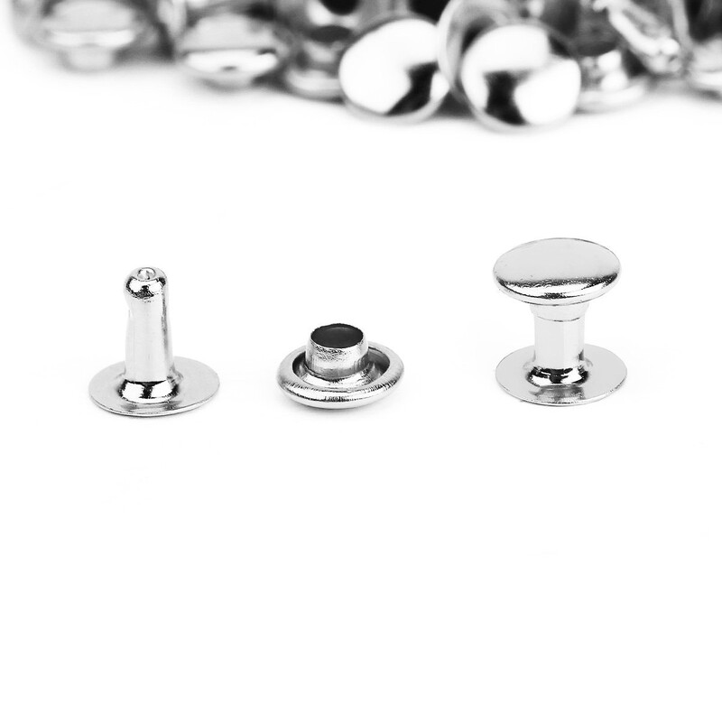 100 db 6 mm-es fém szegecsek ruhadarabokhoz.