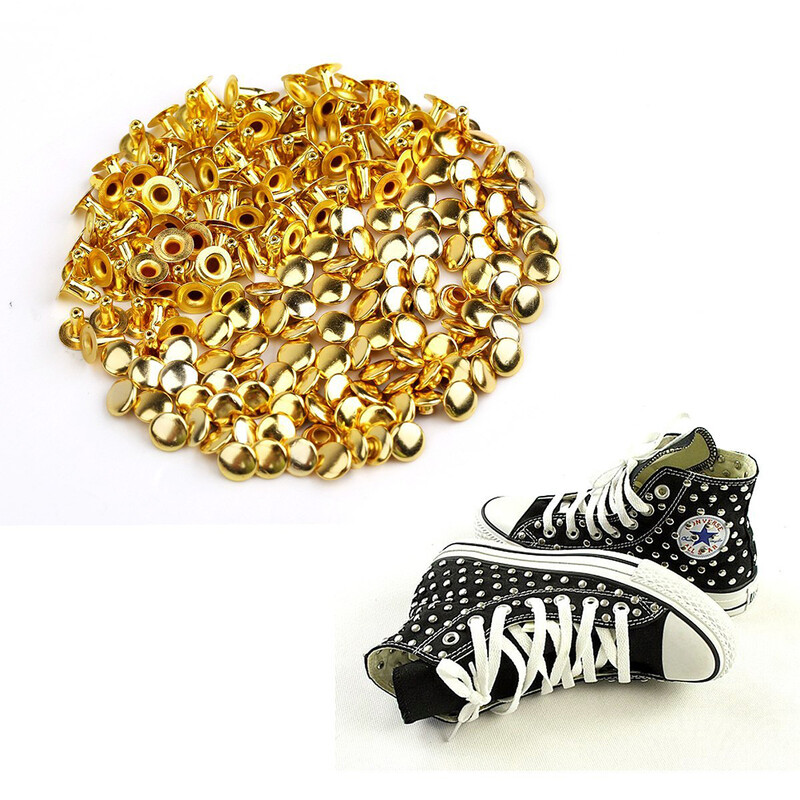 100 db 6 mm-es fém szegecsek ruhadarabokhoz.