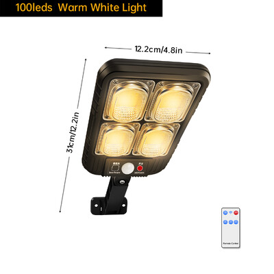 100/200LED solárne pouličné osvetlenie IP65 vodotesné solárne vonkajšie svetlá so senzorom pohybu solárne nástenné svetlo s diaľkovým ovládaním pre záhradu a dvor