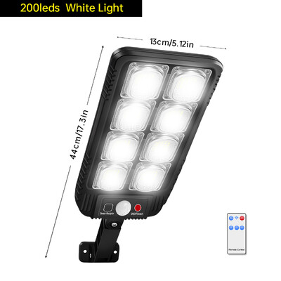 100/200LED solárne pouličné osvetlenie IP65 vodotesné solárne vonkajšie svetlá so senzorom pohybu solárne nástenné svetlo s diaľkovým ovládaním pre záhradu a dvor