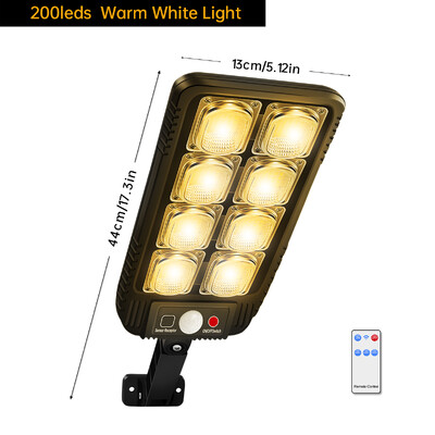 100/200LED solárne pouličné osvetlenie IP65 vodotesné solárne vonkajšie svetlá so senzorom pohybu solárne nástenné svetlo s diaľkovým ovládaním pre záhradu a dvor