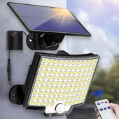106LED solárne svetlo vonkajšie vodotesné s pohybovým senzorom, diaľkové ovládanie, 3 režimy pre terasu, garáž, záhradu