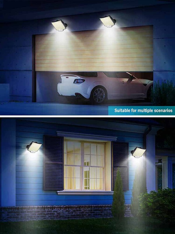 106LED solárne svetlo vonkajšie vodotesné s pohybovým senzorom, diaľkové ovládanie, 3 režimy pre terasu, garáž, záhradu