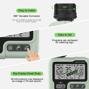 Eshico HCT-322 Automatic Water Timer Garden Ψηφιακή μηχανή άρδευσης Έξυπνος ψεκαστήρας που χρησιμοποιείται σε εξωτερικούς χώρους για εξοικονόμηση νερού και χρόνου