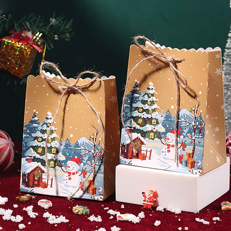 Vianočné papierové vrecko so Santa Clausom, Navidad Natal Noel Tree, snehuliak, darčeková taška, veselé vianočné dekorácie do domácnosti 2024 Nový rok 2025