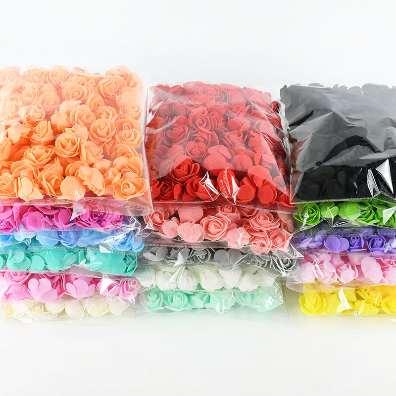 100/300 db 3 cm-es hab rózsa művirágok fej mackó rózsák kézzel készített barkács ajándék dekoráció esküvői Valentin nap otthoni dekoráció
