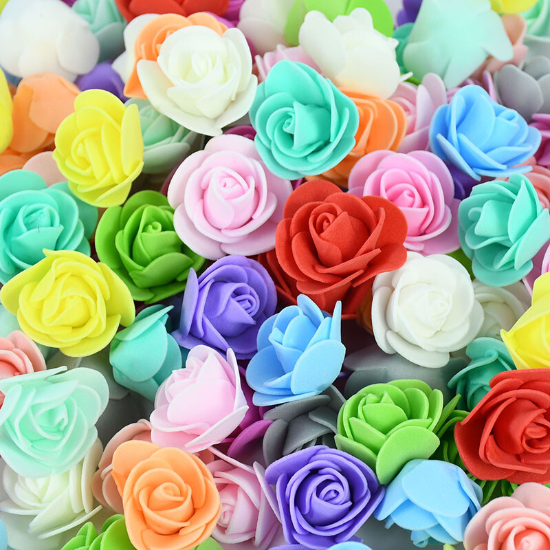 100/300 db 3 cm-es hab rózsa művirágok fej mackó rózsák kézzel készített barkács ajándék dekoráció esküvői Valentin nap otthoni dekoráció