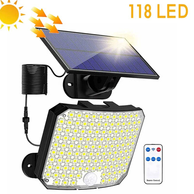 Solárne LED delené nástenné svietidlo s 3 režimami, vodotesné, so senzorom pohybu, záhradné pouličné osvetlenie, solárne svietidlo pre záhradné bezpečnostné nástenné svietidlo