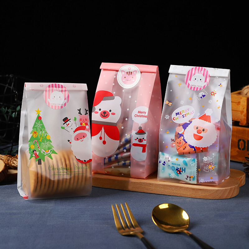 50 buc. Saci de ambalare Nougat de Anul Nou Crăciun Petrecere de Anul Nou Moș Crăciun Elk Om de zăpadă Biscuiți Pungă de plastic Materiale de Crăciun Saci dulci